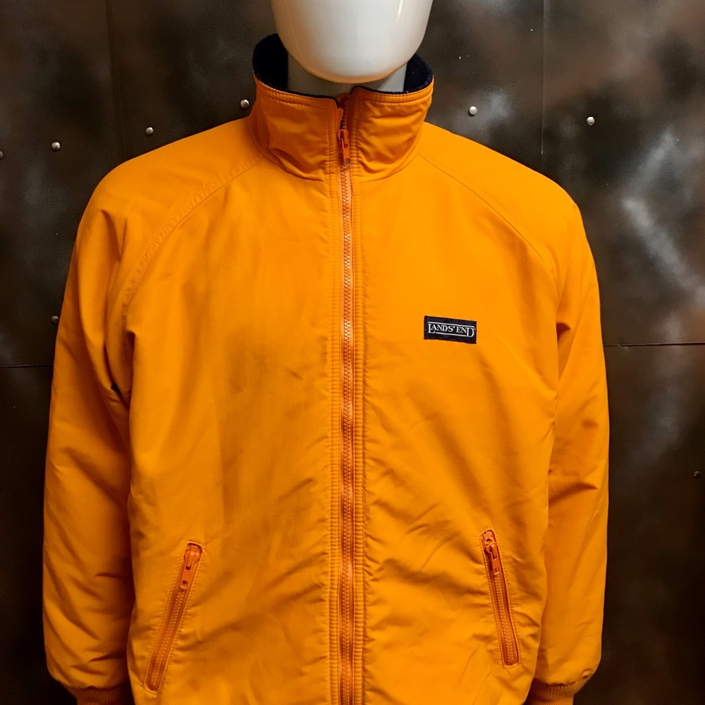 Lands end fleece front zip jacket large